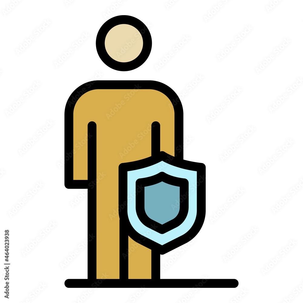 Wall mural protected man icon. outline protected man vector icon color flat isolated