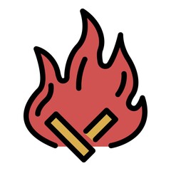 Campfire icon. Outline campfire vector icon color flat isolated