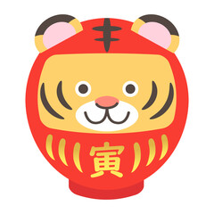 お正月イラスト　トラのだるま