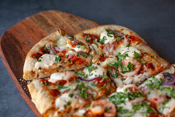 Seafood Roman pizza with Tom Yam stile