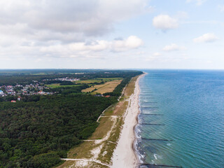 Beach of Graal-Müritz on the Baltic Sea coast, aerial view