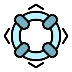 Lifebuoy icon. Outline lifebuoy vector icon color flat isolated