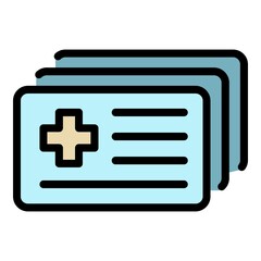 Medical id card icon. Outline medical id card vector icon color flat isolated