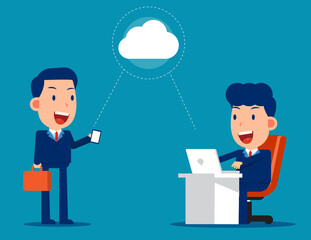 Cloud computing concept. Business cartoon vector illustration