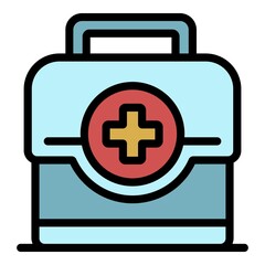Fototapeta premium First aid kit icon. Outline first aid kit vector icon color flat isolated