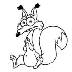 Funny squirrel character rodent sitting looking big eyes illustration coloring cartoon