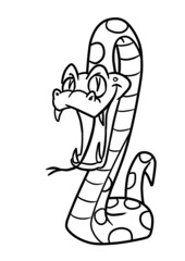 Predatory dangerous snake mouth attack illustration coloring cartoon