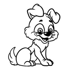 Little puppy kind smile character illustration coloring cartoon
