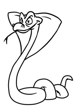 Dangerous evil snake cobra character illustration coloring cartoon