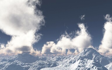 Obraz premium 雪山と青空の雲