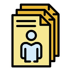 Work cv papers icon. Outline work cv papers vector icon color flat isolated