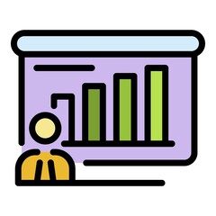 Business banner presentation icon. Outline business banner presentation vector icon color flat isolated