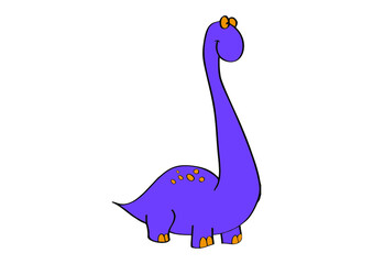 herbivorous dinosaur with long neck, violet color. sauropod