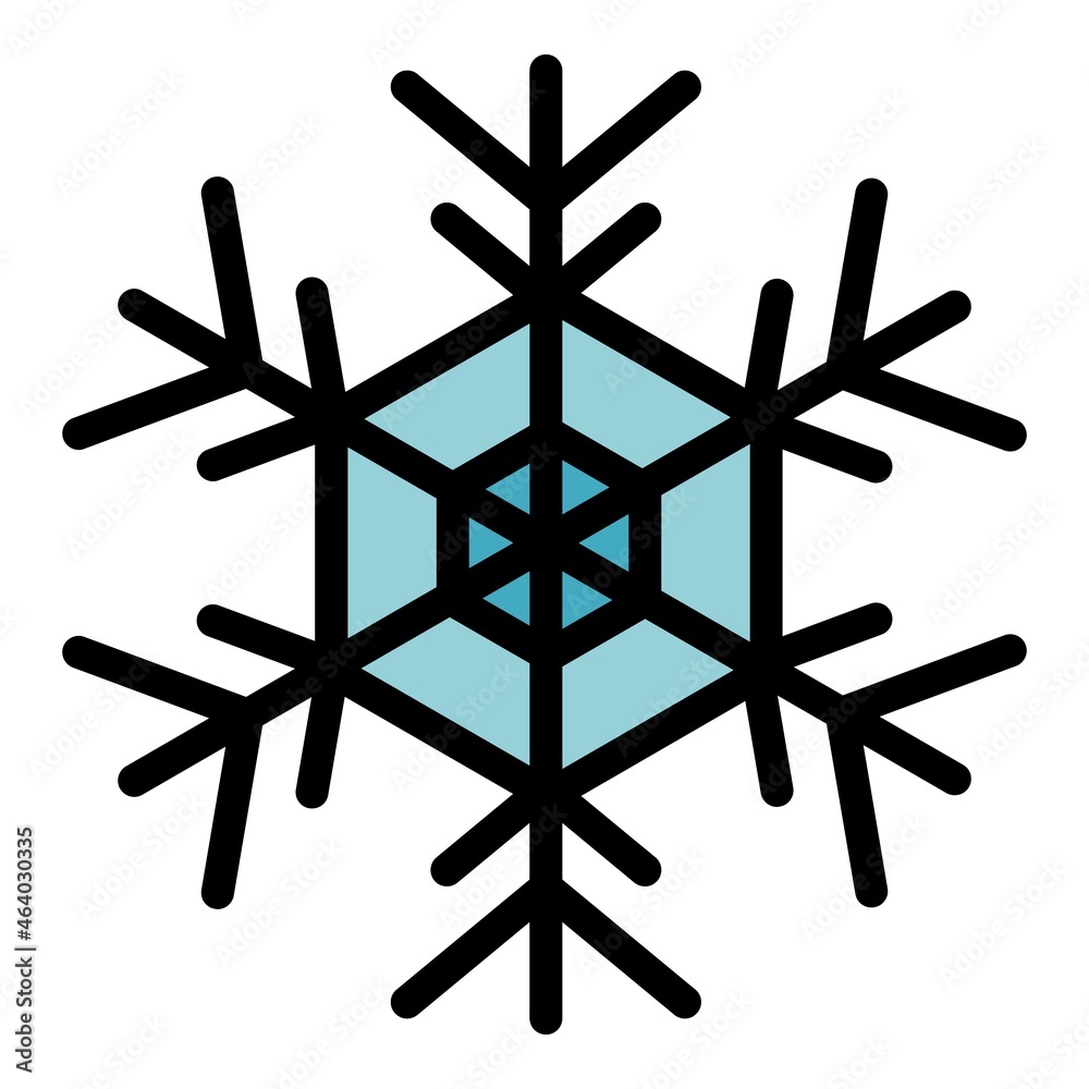 Poster snowflake icon. outline snowflake vector icon color flat isolated