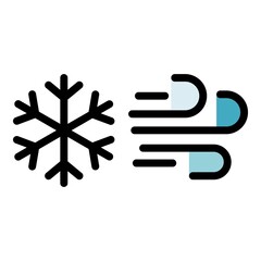 Climate wind snowflake icon. Outline climate wind snowflake vector icon color flat isolated