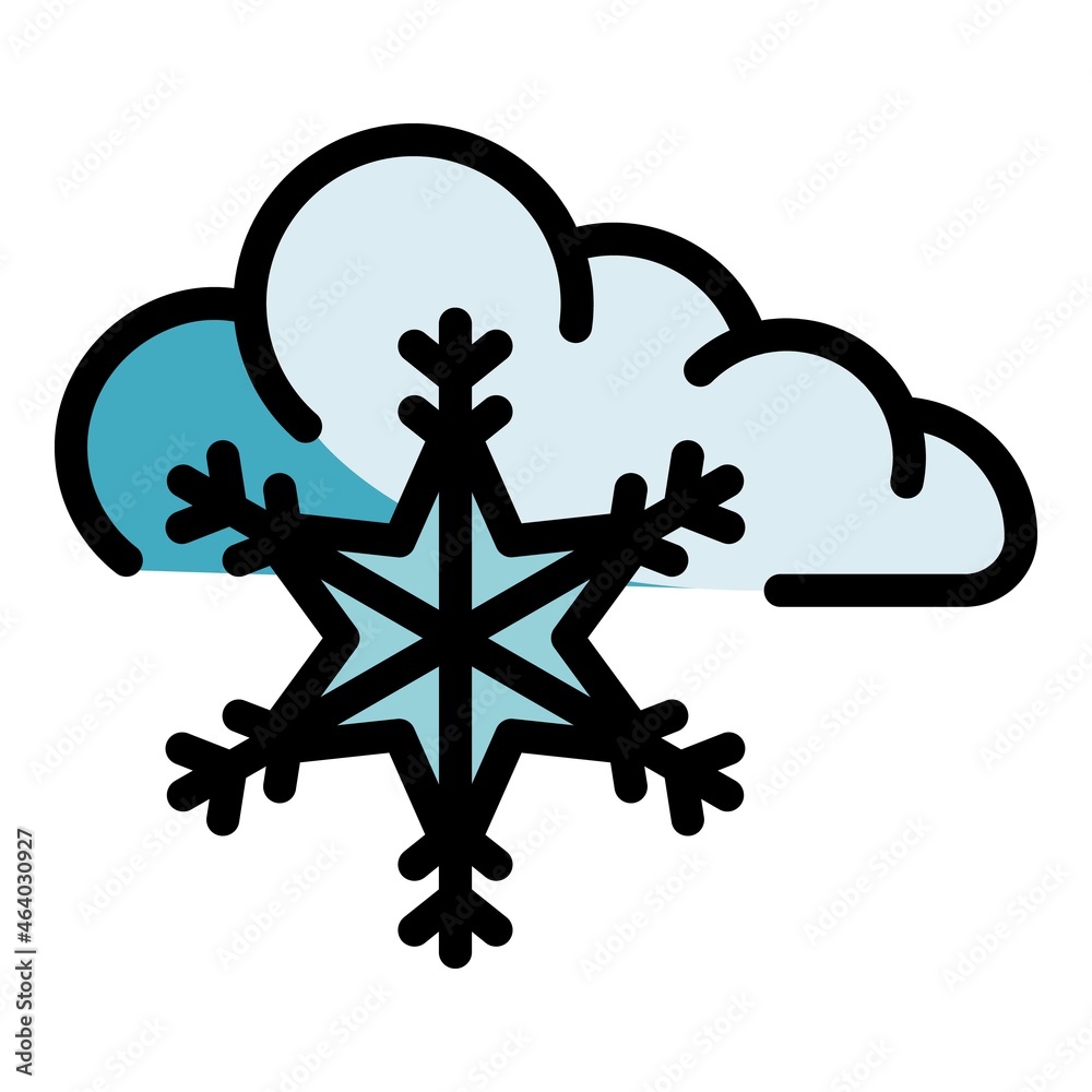 Wall mural snowflake cloud icon. outline snowflake cloud vector icon color flat isolated