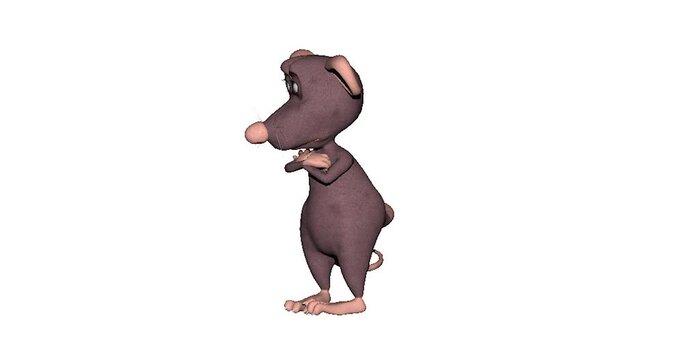 Cartoon rat stands on two legs and looks