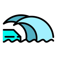 Beach tsunami icon. Outline beach tsunami vector icon color flat isolated