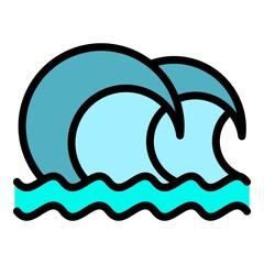 Splashing tsunami icon. Outline splashing tsunami vector icon color flat isolated
