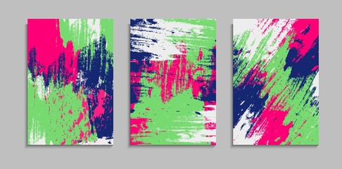 Set Of Abstract Bright Colorful Splatter Paint Texture Background Design Template