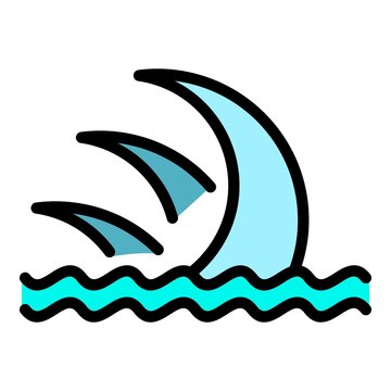 Sea tsunami icon. Outline sea tsunami vector icon color flat isolated