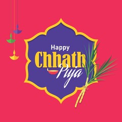 Happy Chhath Puja Banner Design | Illustration of An Indian Festival - Chhath - obrazy, fototapety, plakaty