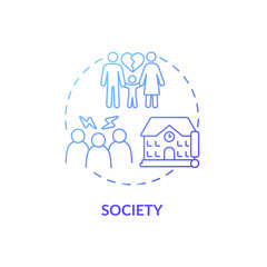 Society concept icon. ADHD cause abstract idea thin line illustration. School and work settings. Affecting cognitive development. Negative parenting. Vector isolated outline color drawing
