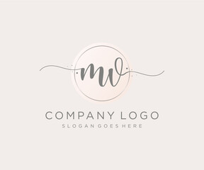 Initial MV feminine logo. Usable for Nature, Salon, Spa, Cosmetic and Beauty Logos. Flat Vector Logo Design Template Element.