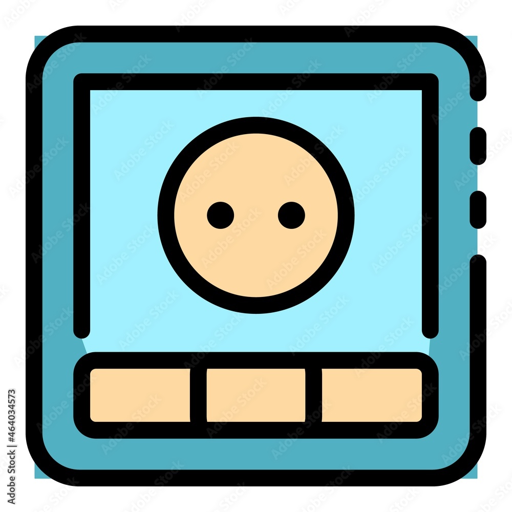 Poster button power socket icon. outline button power socket vector icon color flat isolated
