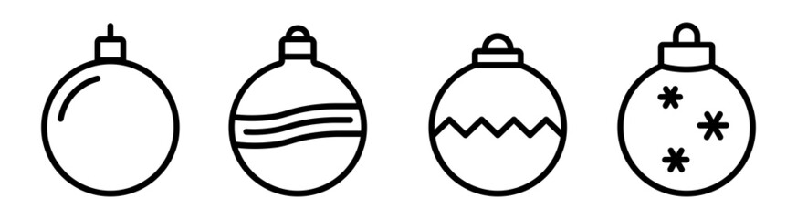 Set of Christmas tree balls icon in line style, web icons
