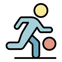 Soccer player running icon. Outline soccer player running vector icon color flat isolated