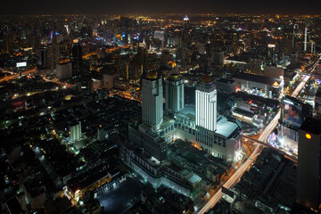 Fototapeta na wymiar Night Bangkok (Thailand) from a bird's-eye view 