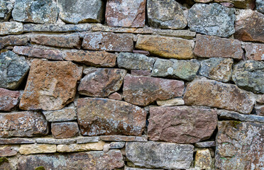 Natural stone wall made from field stones