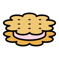 Candy cookie icon. Outline candy cookie vector icon color flat isolated