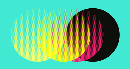 eclipse sequence of circles with halftone pattern in bright shades - 464037942