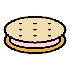 Fresh cookie icon. Outline fresh cookie vector icon color flat isolated