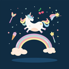 cute unicorn and rainbow