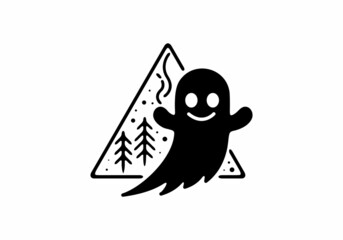 Line art illustration of halloween ghost