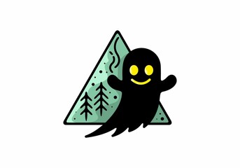 Obraz premium Line art illustration of halloween ghost