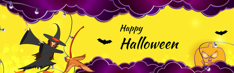 Vector illustration of Halloween festival, banner, greeting, flyer