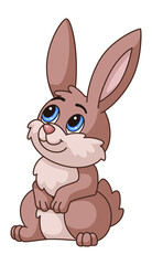 Cartoon Hare. Forest baby bunny, cute funny rabbit