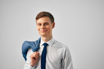 business man with a jacket on his shoulder Office professional self-confidence