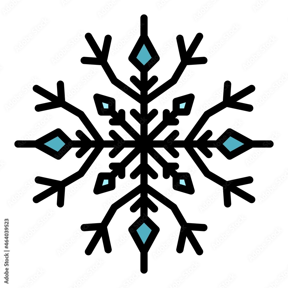 Poster linear snowflake icon. outline linear snowflake vector icon color flat isolated
