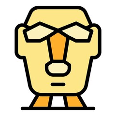 Easter island statue icon. Outline Easter island statue vector icon color flat isolated