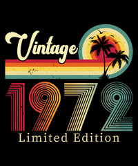 Vintage 1972 Birthday T-shirt Design	 - obrazy, fototapety, plakaty