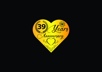 39 years anniversary celebration with love logo and icon design