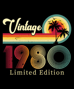 Vintage 1980 Birthday T-shirt Design	