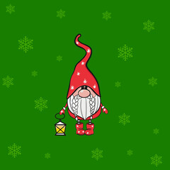Naklejka premium Beautiful Christmas card with gnom. Merry Christmas. Postcard for printing. Vector illustration