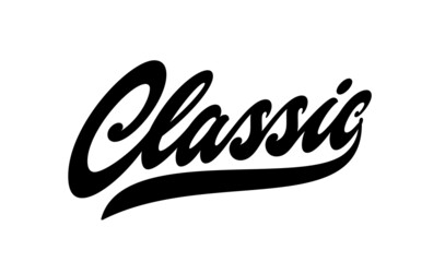 The word Classic in vector format. Slogan for printing on clothes and more. Handwritten lettering isolated on white background.