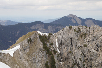 View from Kreuzeck mountain to Bavarian Alps, Upper Bavaria, Germany	